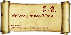 Décsey Nikodémia névjegykártya